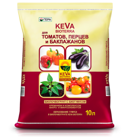 БИОпочвогрунт KEVA BIOTERRA для Томатов и Перцев, 10л.