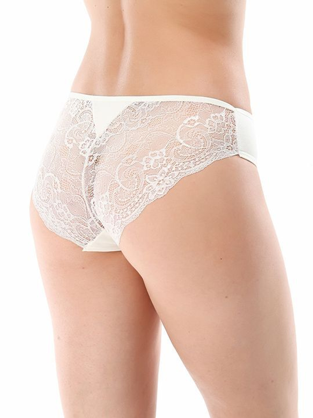 Трусики-слипы из хлопка с кружевной задней частью (Размер: S) (Цвет: синий)