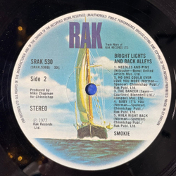 Винтажная виниловая пластинка LP Smokie Bright Lights And Back Alleys (UK 1977) Без Конверта