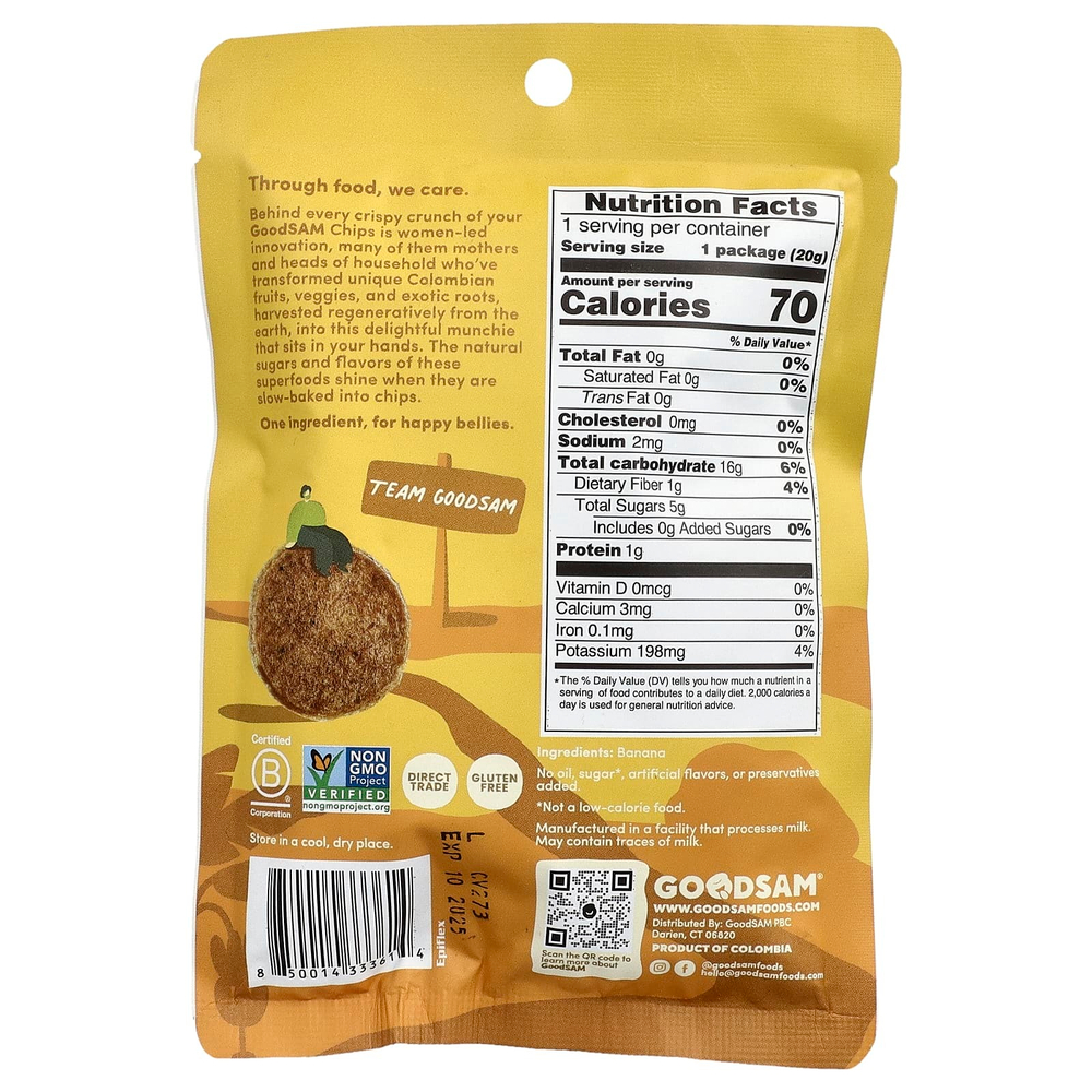 GoodSam PBC, Crystal Farms™, хрустящие чипсы, со вкусом банана, 20 г (0,7 унции)