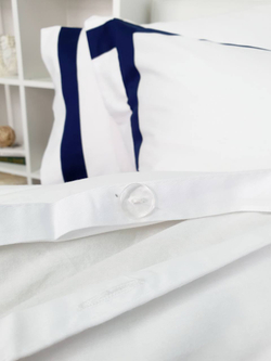 Постельное белье 1.5 спальное Tivolyo Home Banda белое/синее