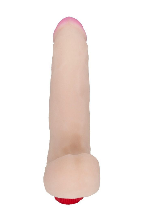 LOVETOY неоскин 23,2 см – реалистичный вибратор из неоскина с мошонкой и плавной вибрацией, телесный, 23,2 см