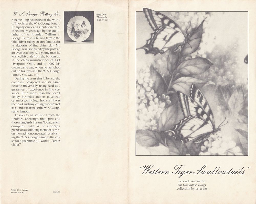 Винтажная коллекционная декоративная тарелка с изображением бабочек парусник главк