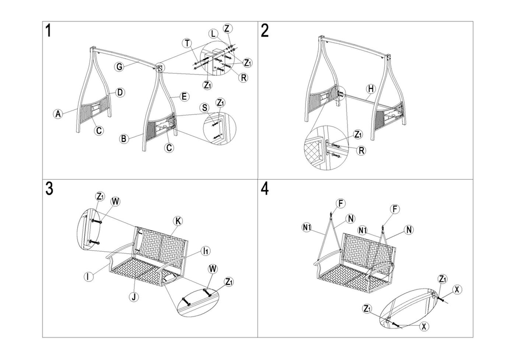 Садовые качели Rio из искусственного ротанга