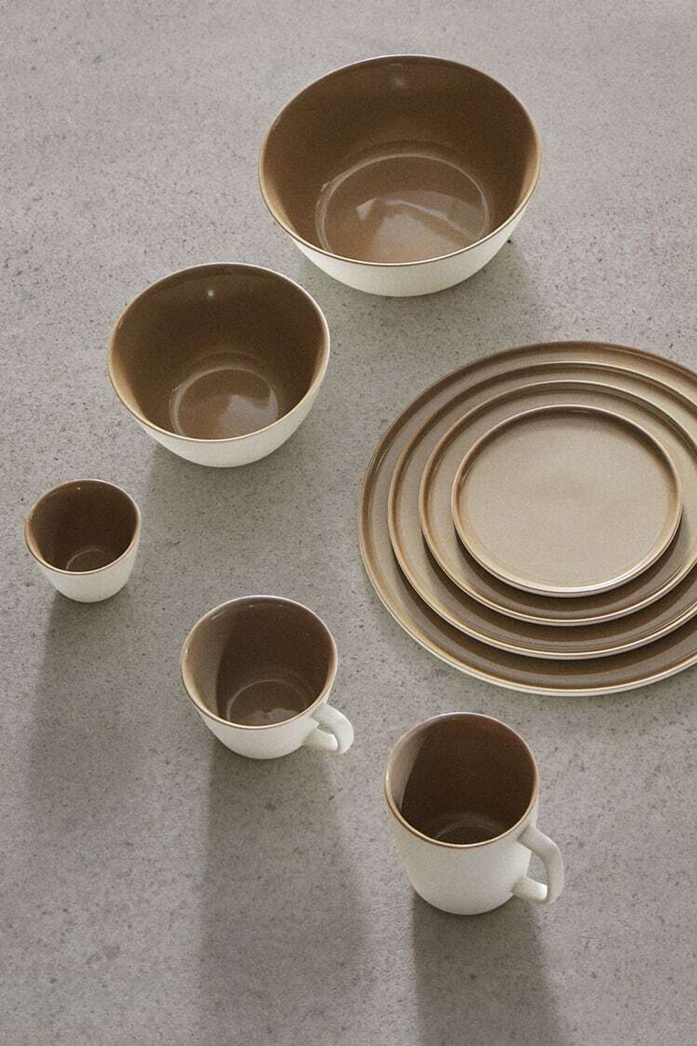 ZARA HOME НАБОР ИЗ 2 ТАРЕЛОК S, КОРИЧНЕВЫЙ/БЕЛЫЙ