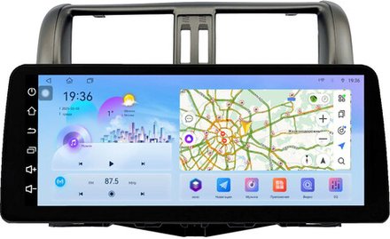 Магнитола для Toyota Land Cruiser Prado 150 2009-2013 (рамка графит) - FarCar монитор 12.3" 2K QLED на Android 14, TS10, CarPlay, 4G SIM-слот