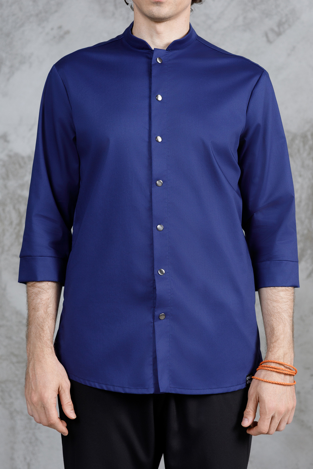 Рубашка - китель с прямой застежкой синяя
