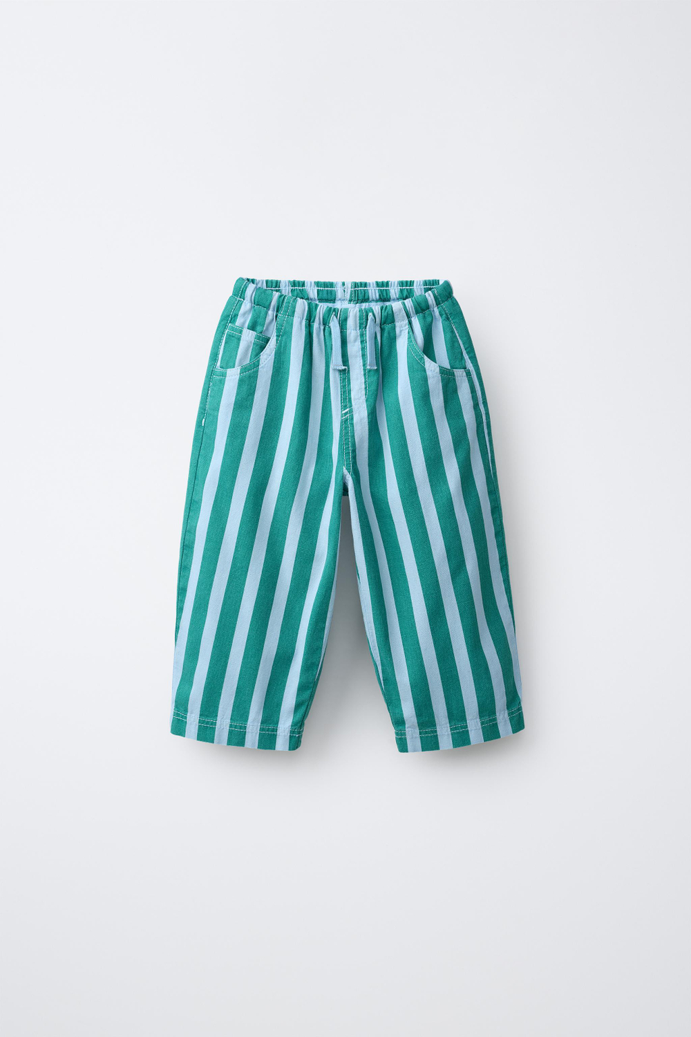 ZARA БРЮКИ-БАЛЛОНЫ ИЗ ХЛОПКА И ЛЬНА В ПОЛОСКУ, РАЗНОЦВЕТНЫЙ