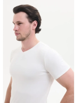 Футболка V-вырез однотонная облегающая