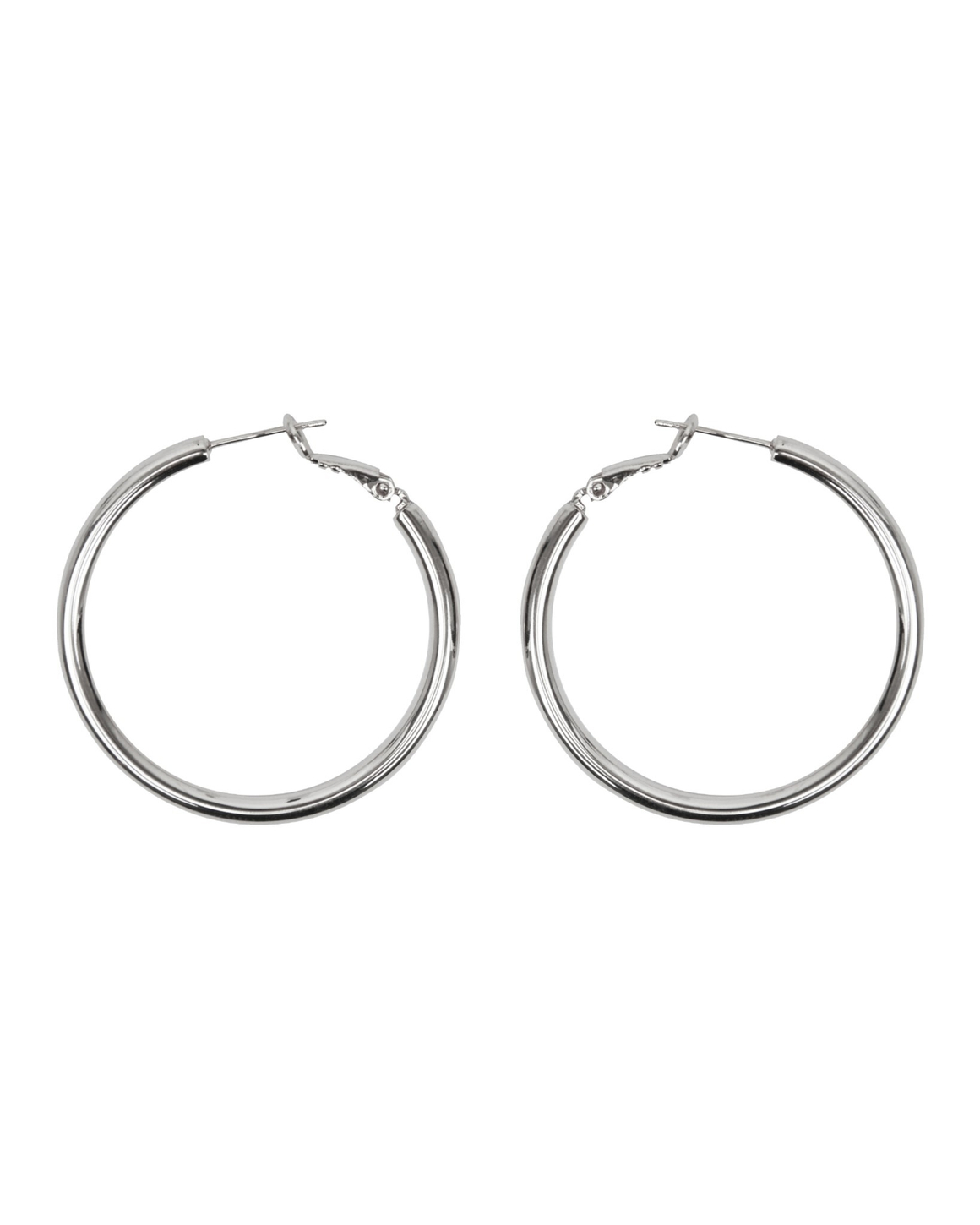 Серьги тонкие кольца, гладкий металл, серебро