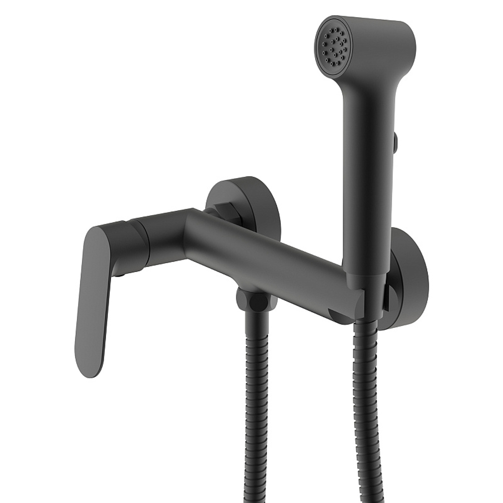 Гигиенический душ Azario Alanti со смесителем, керамический картридж, однорычажный, шланг 150 см, черный матовый (AZ-K2532B)