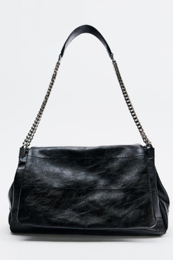 ZARA СУМКА ЧЕРЕЗ ПЛЕЧО С КЛАПАНОМ, ЧЕРНЫЙ