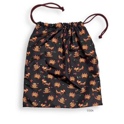 Мешок COZA  для хранения вещей с принтом "Игрушки", коричневый фон, на шнурке, 33х37 см