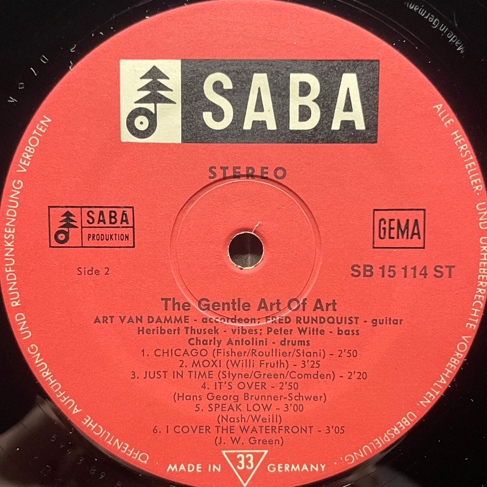 The Art Van Damme Quintet ‎– The Gentle Art Of Art (Германия 1967г.)