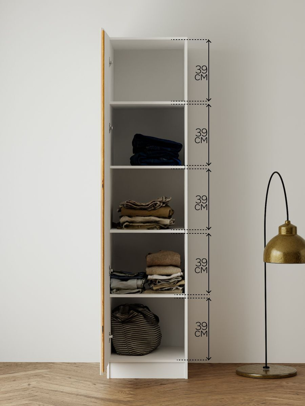 Шкаф распашной Miraj с дубовыми ручками, белый