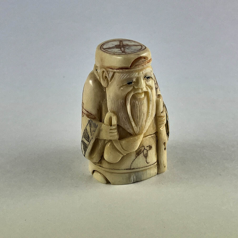 Статуэтка нэцкэ Дзюродзин с тростью и тыквой-горлянкой