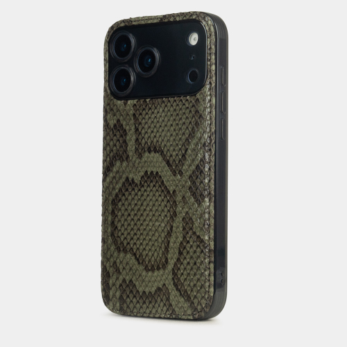 Чехол-накладка для iPhone 17 Pro Max - кожа питона, зеленый