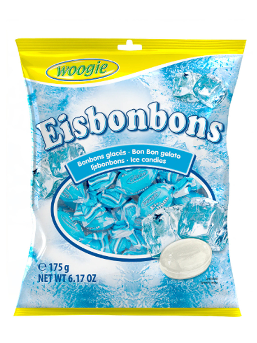 Конфеты WOOGIE Euka Eisbonbons 175 г , Освежающие ледяные конфеты с легким мятным вкусом