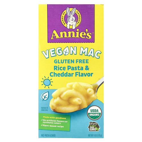 Annie's Homegrown, Vegan Mac, рисовая паста и чеддер, 170 г (6 унций)