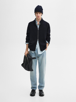 Massimo Dutti кардиган из кашемира с застежкой-молнией, темно-синий