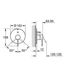 Смеситель  для ванны и душа встроенный Grohe  Essence New 19285001 схема