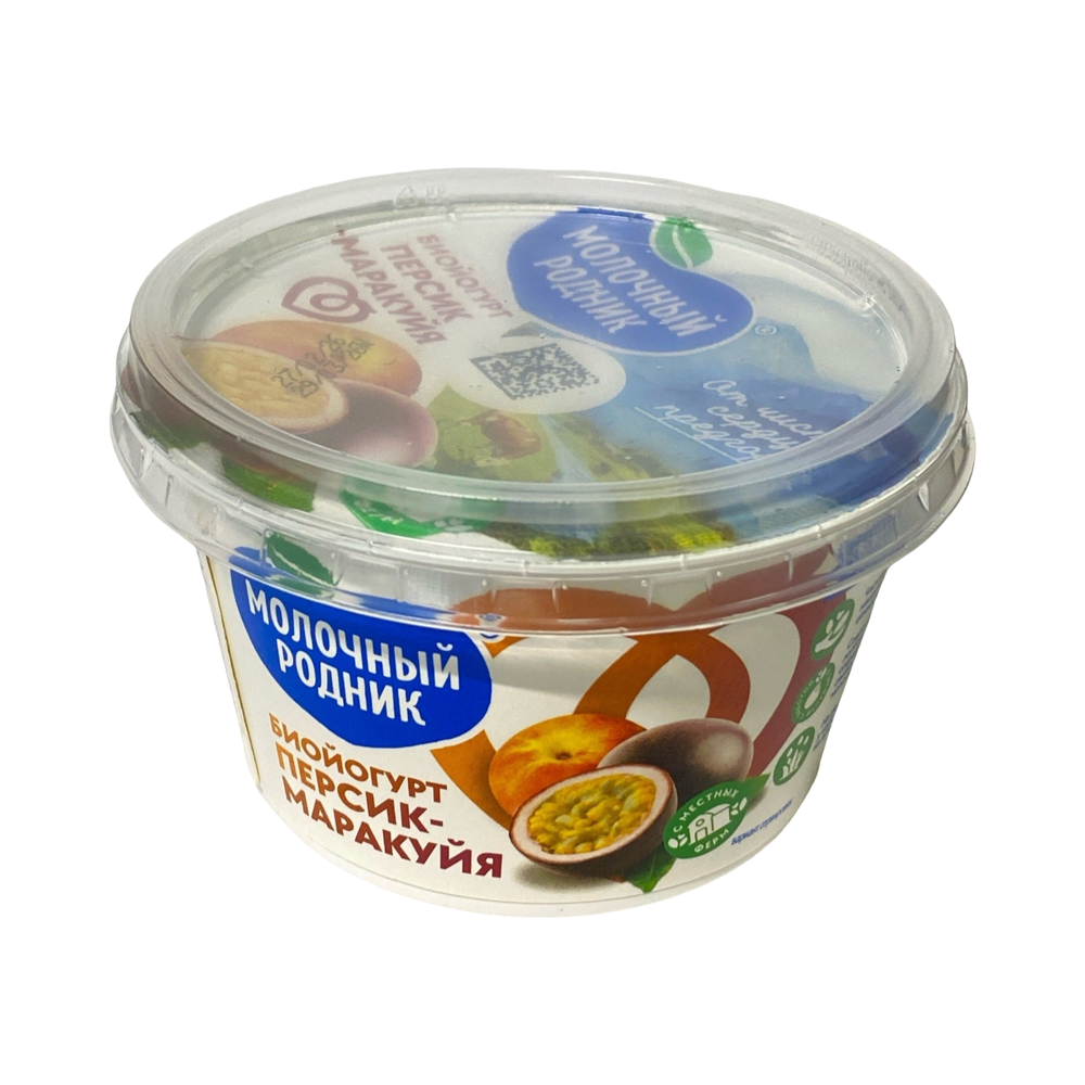 Биойогурт "Молочный родник" персик-маракуйя 180гр