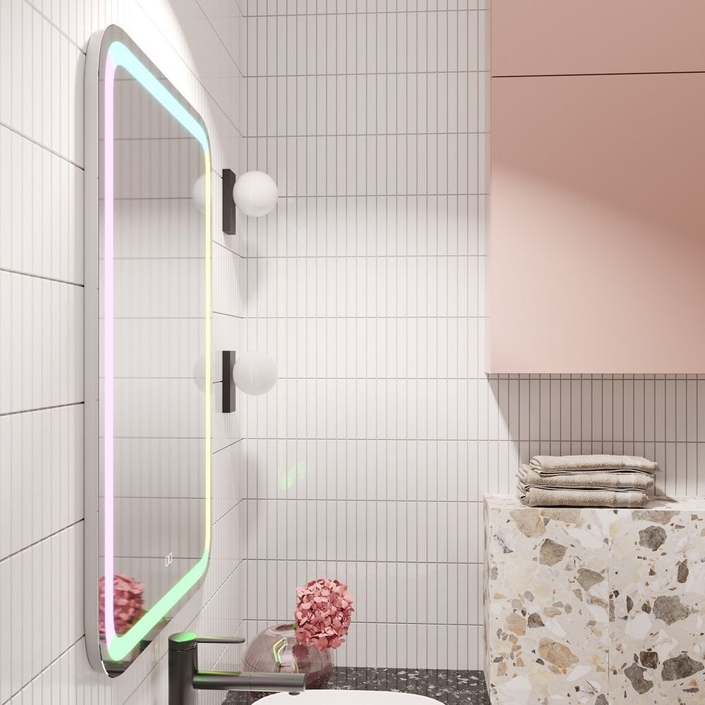 Зеркало MIXLINE "Мальта" RGB 550*800 (ШВ) сенсорный выключатель, МУЛЬТИ-ЦВЕТ