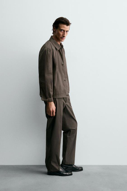 ZARA БРЮКИ-ДЖОГГЕРЫ ИЗ ТЕХНИЧЕСКОЙ ТКАНИ, КОРИЧНЕВЫЙ