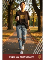 Футболка с вышивкой черная Премудрая