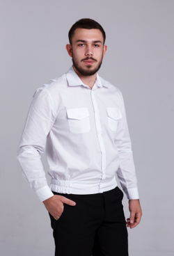 Рубашка форменная кадетская для кадетов казачья школьная детская белая длинный рукав хлопковая хлопок