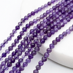 Аметист граненый бусины, размер около 3,4-3,5 мм, цена за отрезок 19 см (1/2 нити)