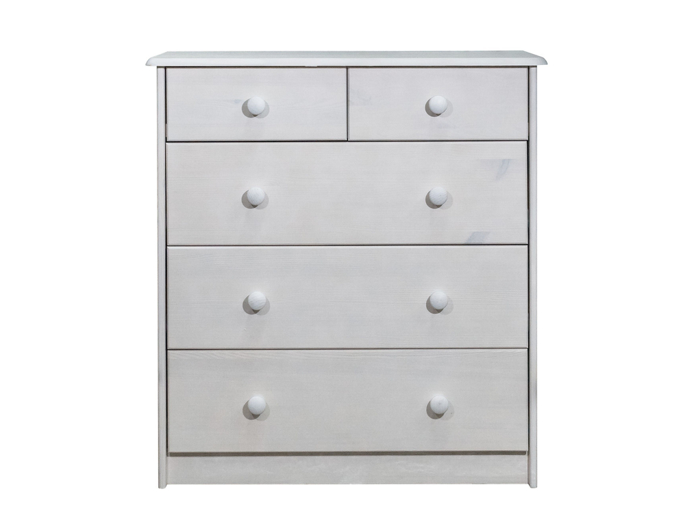 Комод Хаба для одежды 5 ящиков деревянный, белый