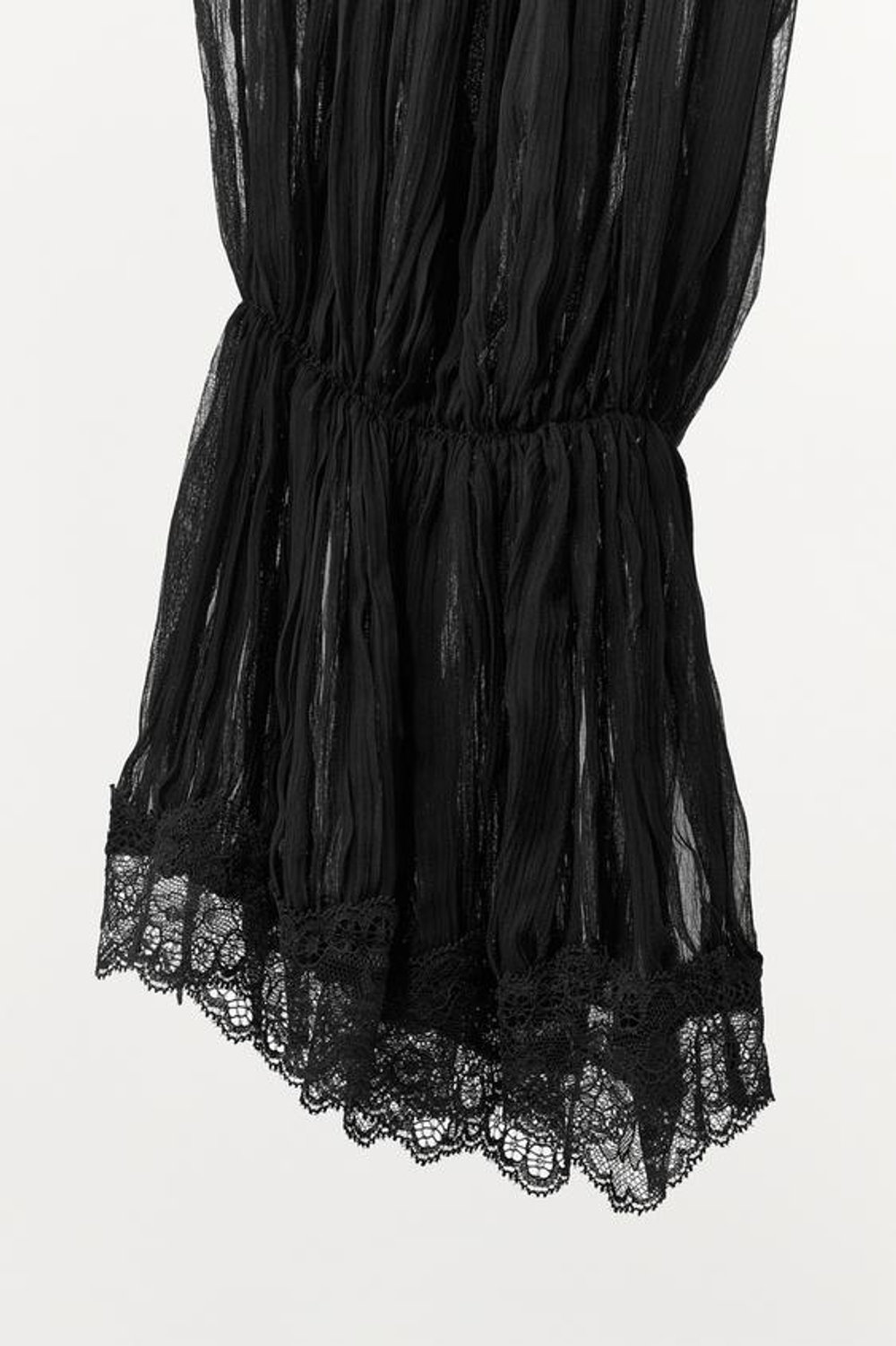 ZARA БРЮКИ-ШАРОВАРЫ С ЗАЩИПАМИ И КРУЖЕВОМ, ЧЕРНЫЙ