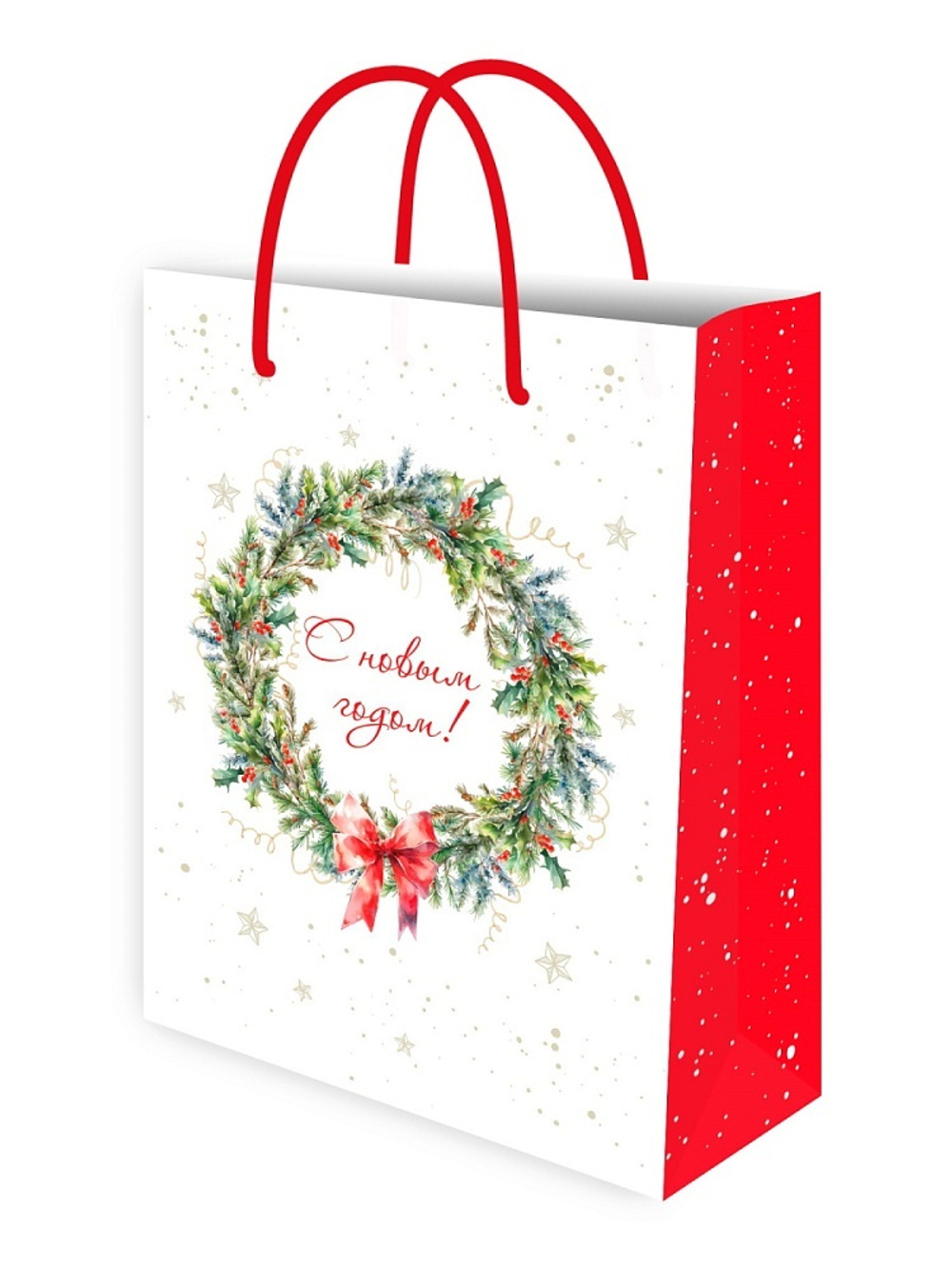 Пакет подар. бум. новогодн. 32*44*10см, 157 гр/м "Венок"