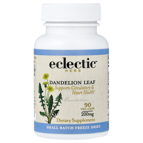 Eclectic Herb, листья одуванчика, 200 мг, 90 капсул VegCaps