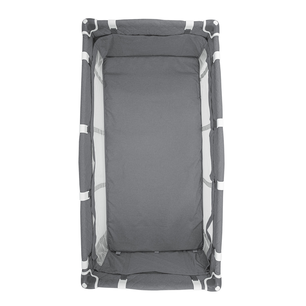 Манеж-кровать "Fortuna", лен, 2 уровня, москитка, 2 кольца, (Indigo) (серый)