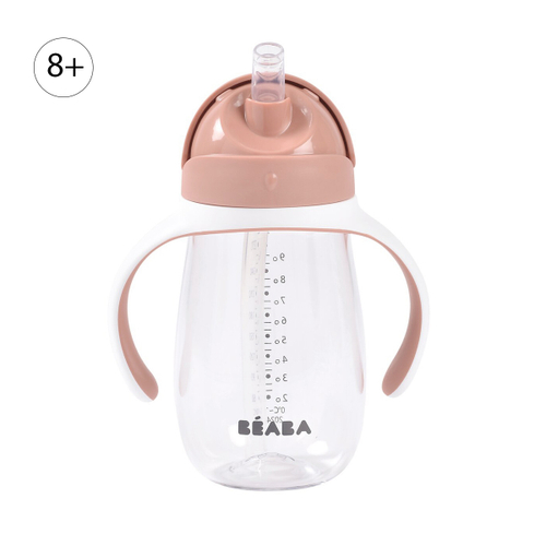 Детский поильник-непроливайка с трубочкой BEABA, 300 мл розовый