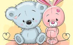 Алмазная вышивка "Мишка и зайка", 20х30 см