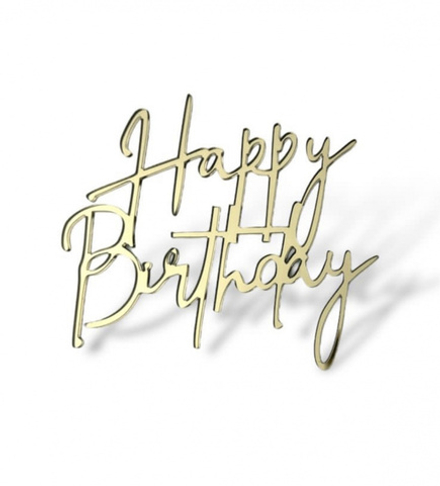 Топпер на торец "Happy Birthday №8" 10 см., золото