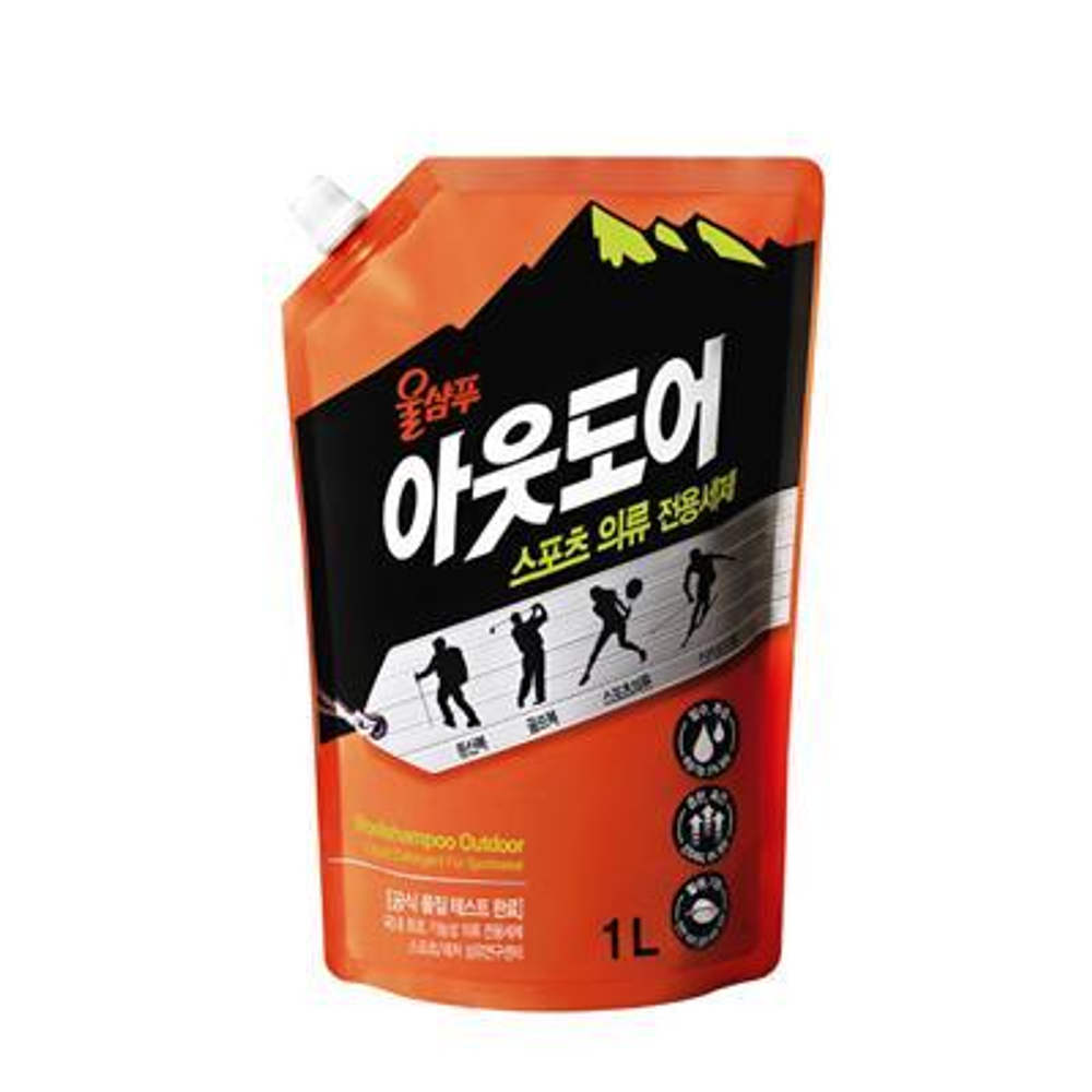Средство жидкое для стирки спортивной одежды 1000 мл KeraSys Wool Shampoo Outdoor for Sportswear(мягкая упаковка)