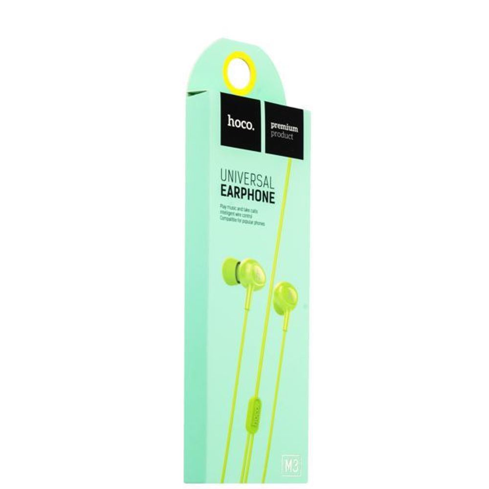 Наушники Hoco M3 Universal Earphone (1.2 м) с микрофоном Зеленые