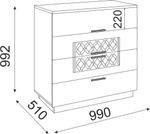 Комод "Тиффани", белый, ЛДСП, МДФ, шариковые направляющие, 4 ящика, 99x99x51 см