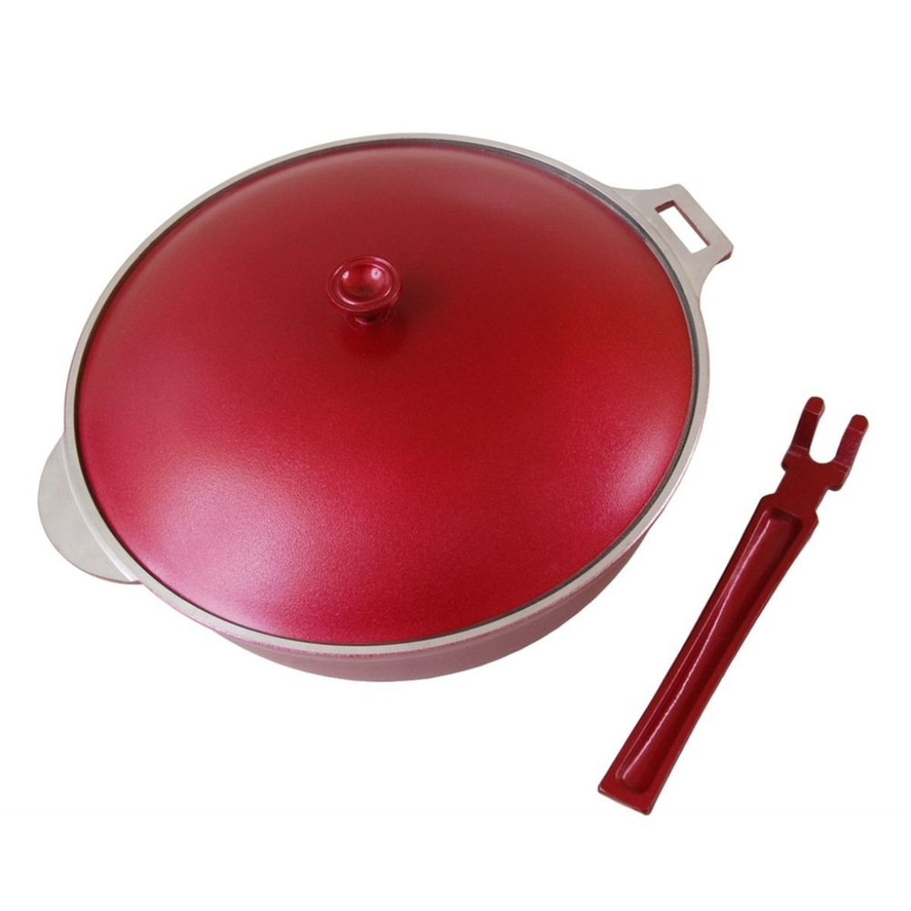 Сотейник алюминий, 26 см, Kukmara, бордовый, с268б, с крышкой, съемная ручка
