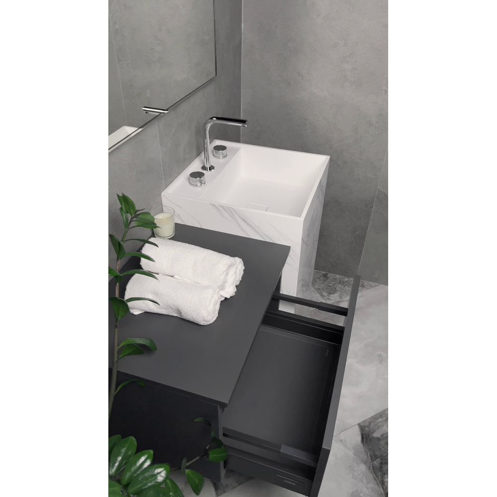 Раковина напольная Boheme Cube 802-CLCT 48х48х85 Corian Calacatta