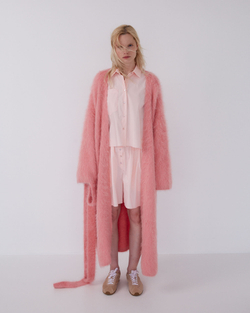 Рубашка укороченная из смесового хлопка розовый