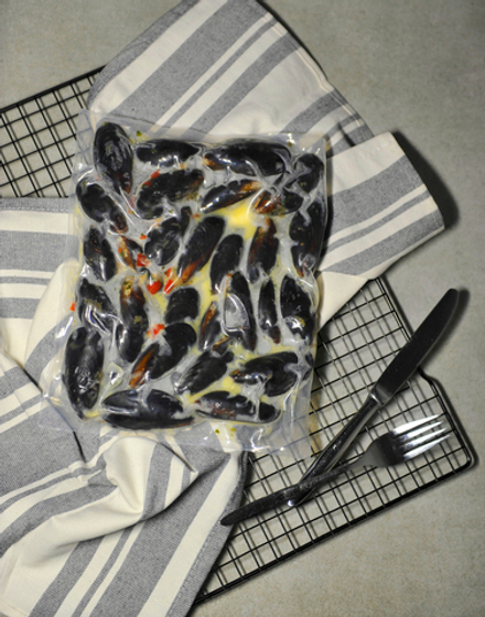 Мидии в сливочно-чесночном соусе 40/60 в/м, в/у 500г.