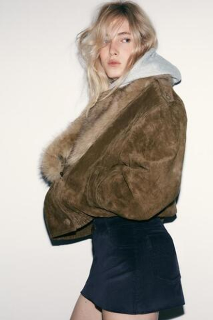 ZARA МИНИ-ЮБКА ИЗ ВЕЛЬВЕТА, МОРСКОЙ СИНИЙ