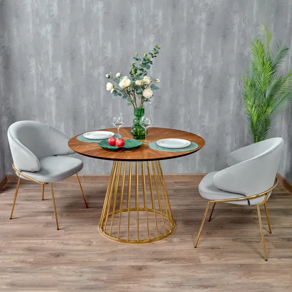 Стул Lime, серый микровелюр с золотыми ножками