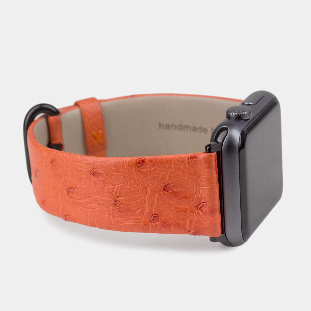 Ремешок для Apple Watch 42/44mm Classic из кожи страуса оранжевого цвета
