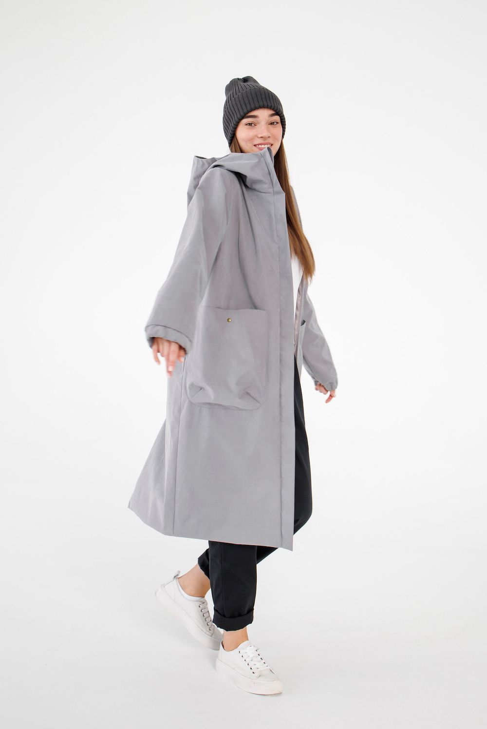 Плащ ko-ko-ko женский непромокаемый серый